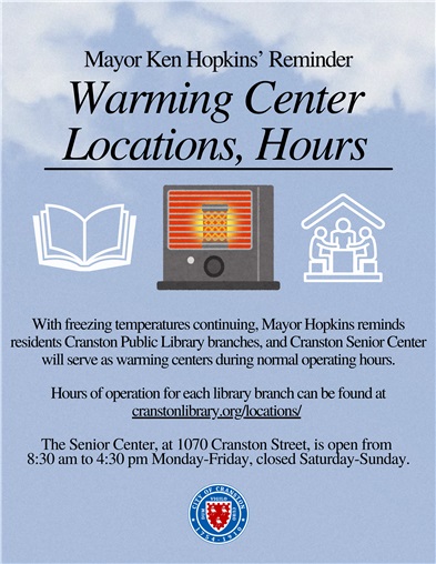 Mayor Hopkins Announces Cranston Warming Center Hours